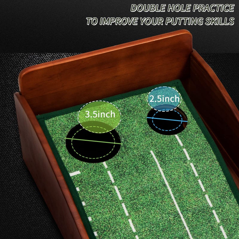YOUCZON Putting Green Indoor, No Hump Golf Mat with Auto Ball Return - Easy to Fold Solid Wood Base, Luxurious Velvet Surface - Ideal for Home or Office and Golfers - Image 4