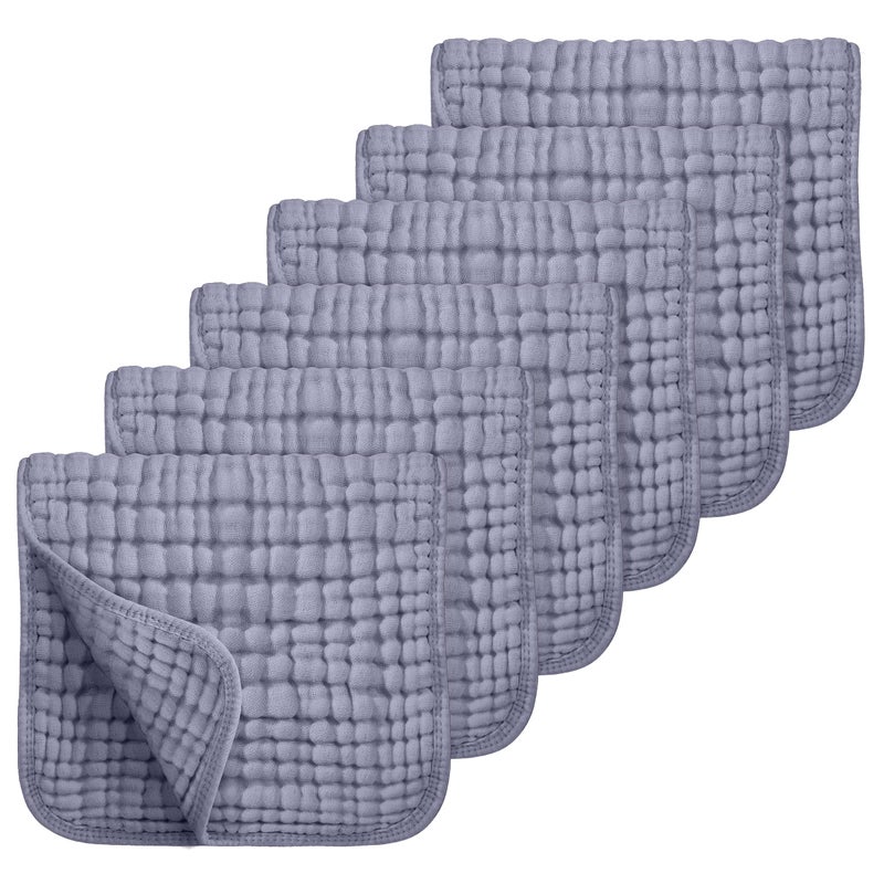 Looxii Muslin Burp Cloths 100% Cotton Muslin Cloths Large 20''x10'' Extra Soft and Absorbent 6 Pack Baby Burping Cloth for Boys and Girls (Fog Blue) - Image 1