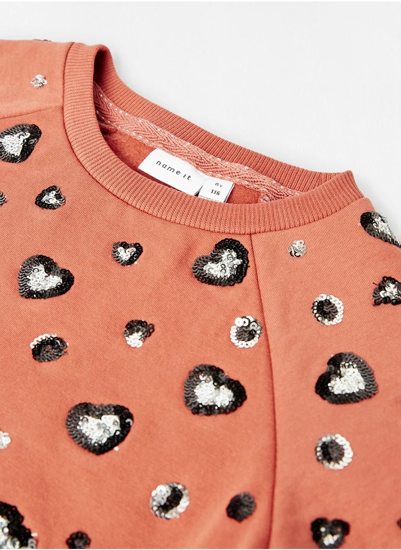 NAME IT Kids Sequin Long Sleeve Sweatshirt
