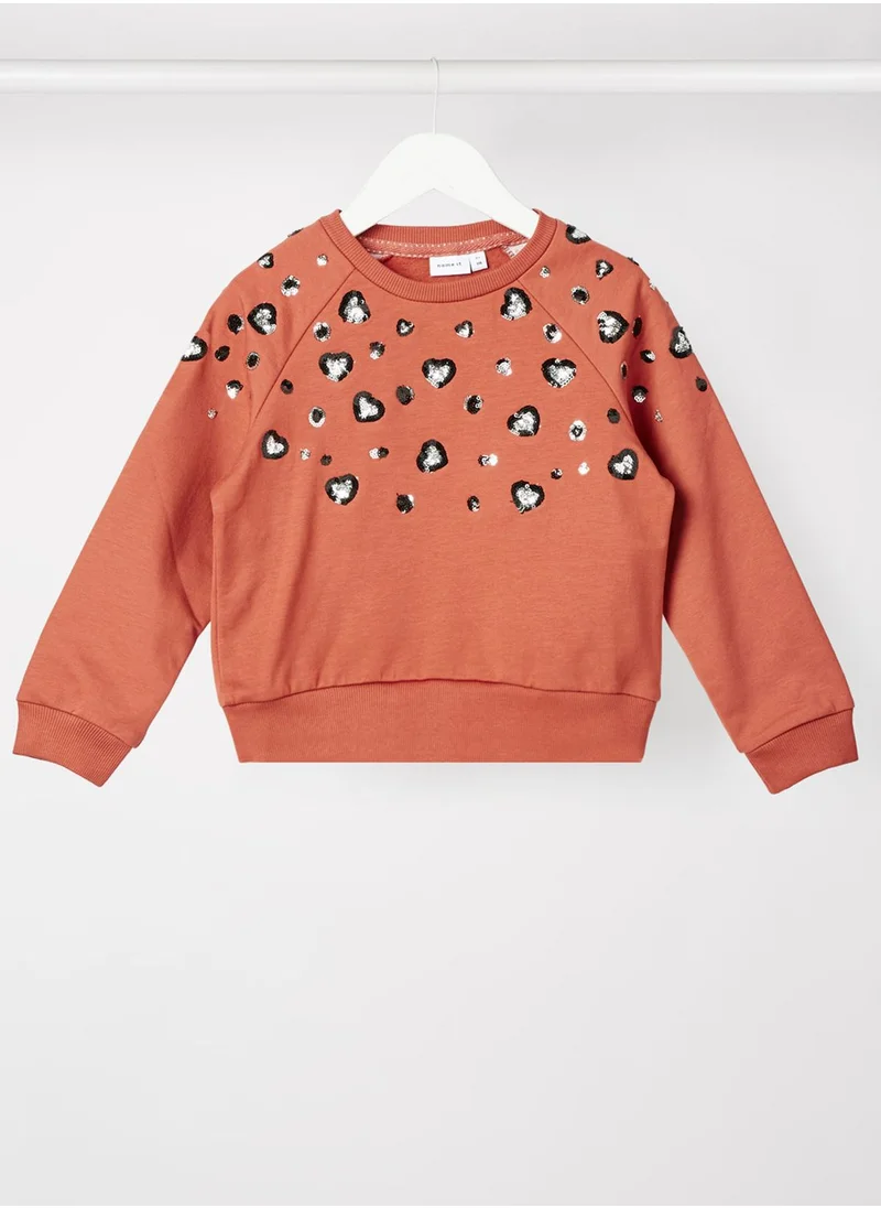 NAME IT Kids Sequin Long Sleeve Sweatshirt