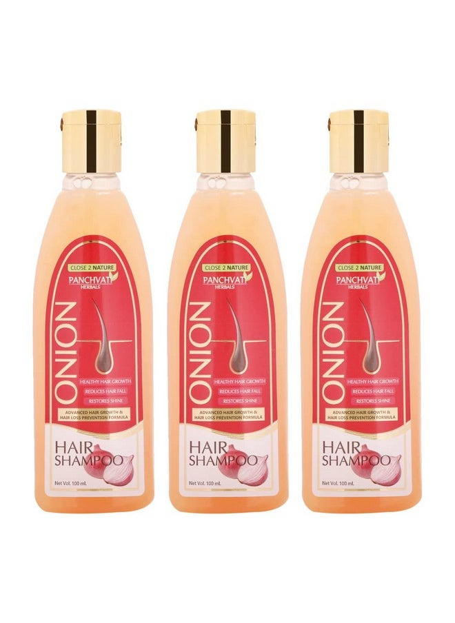 Panchvati Onion Hair Shampoo, Onion, Olive Oil, Aloe Vera, Rosemary & Honey Mix Shampoo (100Ml X 3, Pack Of 3)  - Image 1