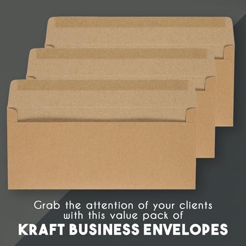 Juvale Mailing Envelopes - 10 (4-1/8 x 9-1/2 In) Brown Flat Gummed Seal - 100-Count Durable Paper Construction - For Greeting Cards & Gift Certificates - Image 5