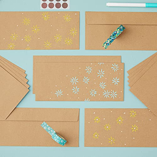 Juvale Mailing Envelopes - 10 (4-1/8 x 9-1/2 In) Brown Flat Gummed Seal - 100-Count Durable Paper Construction - For Greeting Cards & Gift Certificates - Image 3