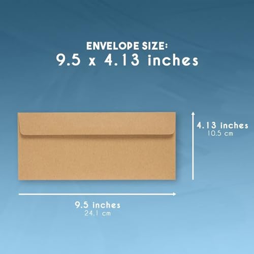Juvale Mailing Envelopes - 10 (4-1/8 x 9-1/2 In) Brown Flat Gummed Seal - 100-Count Durable Paper Construction - For Greeting Cards & Gift Certificates - Image 4