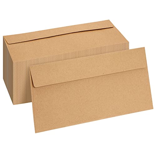 Juvale Mailing Envelopes - 10 (4-1/8 x 9-1/2 In) Brown Flat Gummed Seal - 100-Count Durable Paper Construction - For Greeting Cards & Gift Certificates - Image 1