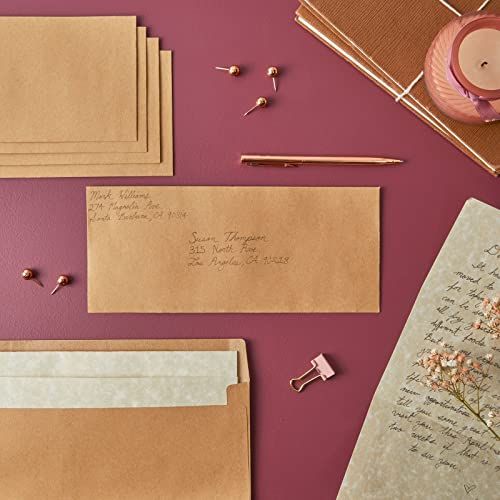Juvale Mailing Envelopes - 10 (4-1/8 x 9-1/2 In) Brown Flat Gummed Seal - 100-Count Durable Paper Construction - For Greeting Cards & Gift Certificates - Image 2