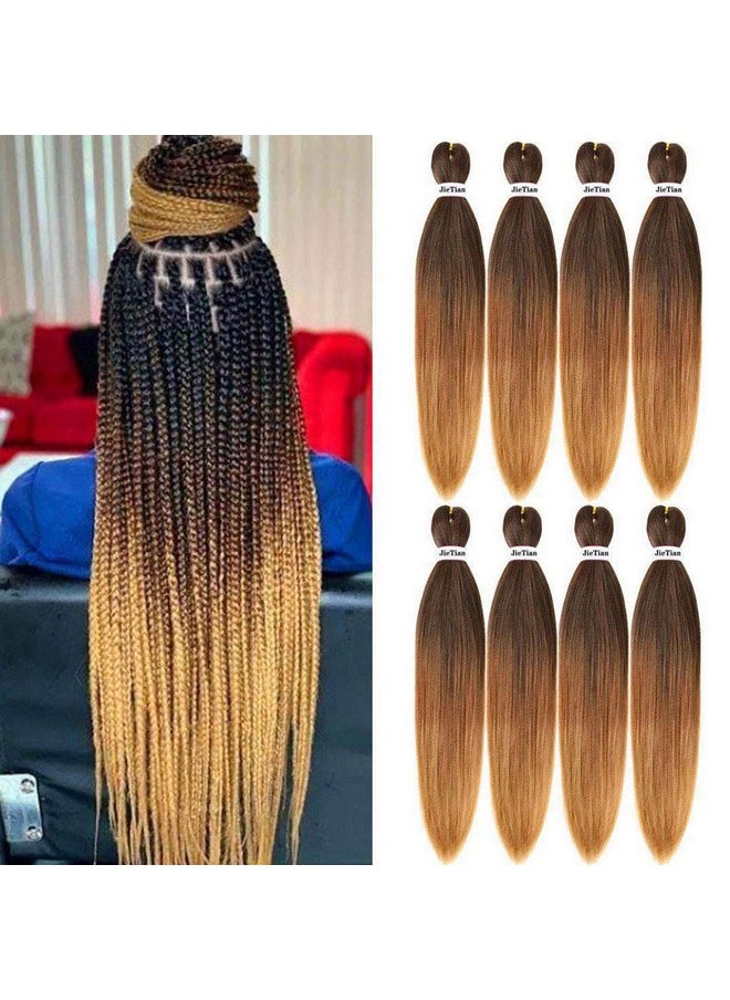 Liang Dian Pre Stretched Braiding Hair Ombre 30 Inch 8 Packs Synthetic Crochet Braids Hot Water Setting Professional Soft Yaki Texture Synthetic Hair Extensions(1B/30/27)  - Image 1