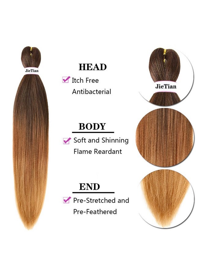 Liang Dian Pre Stretched Braiding Hair Ombre 30 Inch 8 Packs Synthetic Crochet Braids Hot Water Setting Professional Soft Yaki Texture Synthetic Hair Extensions(1B/30/27)  - Image 4