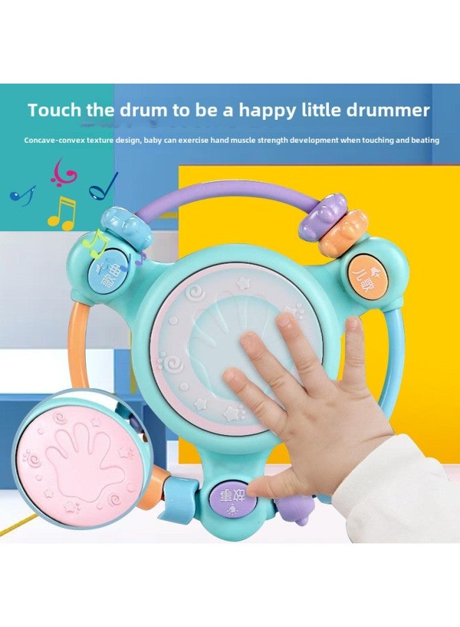 A Generation Of Rattles Grasp Early Education Puzzle Multi-functional Music Clap Drum 0-1-3 Years Old Baby Children Play-Color:Blue Beaded Drum + Tumbler ]