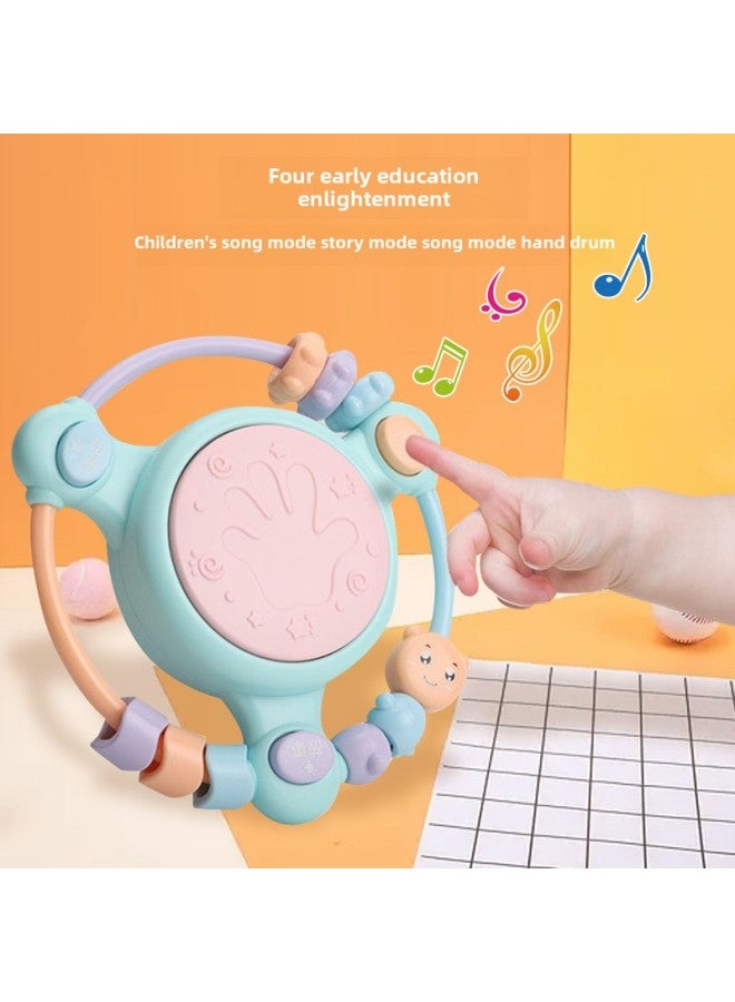 A Generation Of Rattles Grasp Early Education Puzzle Multi-functional Music Clap Drum 0-1-3 Years Old Baby Children Play-Color:Blue Beaded Drum + Tumbler ]