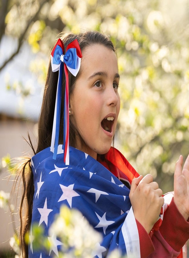 KCHIES 4th of July Long Ribbon Hair Bow Clips, Patriotic Red White Blue Cheer Barrettes Alligator Hair Pins, Independence Day Outfit Decor Accessories Holiday Gift for Teen Toddler School Girls Kids - Image 5