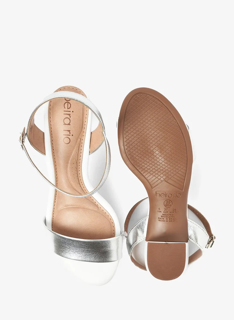 Beira Rio Silver/White Sandals for Women with Back Strap – Stylish & Supportive sling Back Ladies Sandals for Women | Best Price UAE