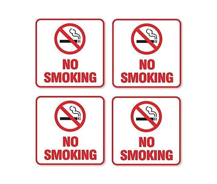 ARS ''NO Smoking Sign Decal Sticker - Easy to Mount Weather Resistant Long Lasting Ink Size (5.5" x 5.5") Pack Of 4 - Image 1