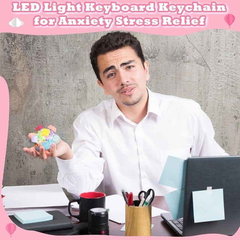 إكسفور ألعاب الضغط على لوحة المفاتيح للبالغين، نقر لوحة المفاتيح مع أضواء LED، لعبة ضغط بأطراف الأصابع ذات 12 وجهًا، تخفيف التوتر، ألعاب إبداعية لتخفيف التوتر - Image 5
