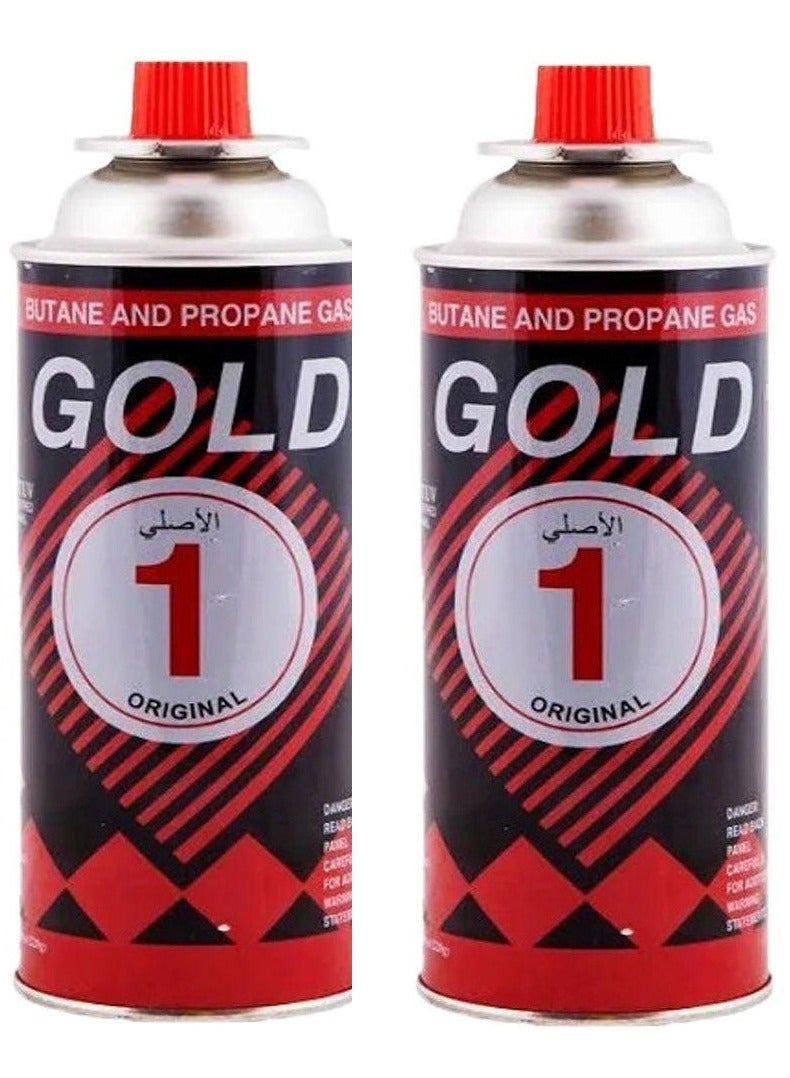 اسطوانة غاز البوتان علبة غاز بوتان لتشغيل الولاعات والبوتاجاز المحمول وادوات التخييم والسفاري  لتشغيل البشبوري المحمول 220 جرام عدد 2  اسطوانات غاز سفاري - Image 1