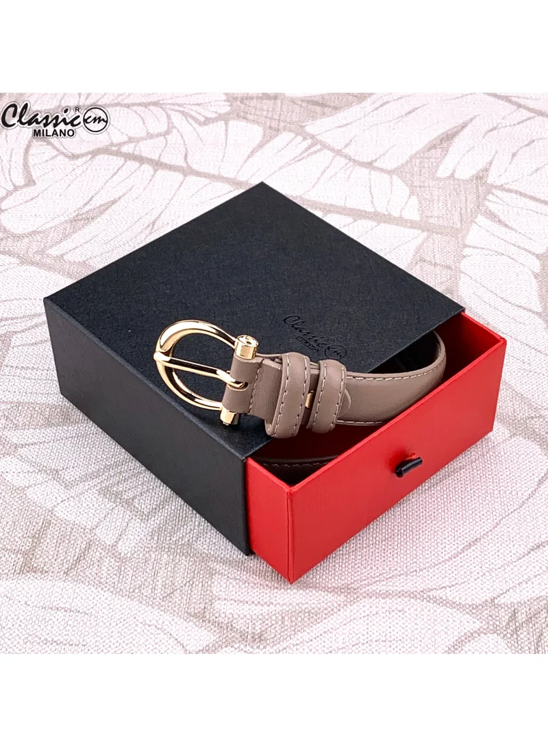Classic Milano Dusky Brown (SGPU16) Classic Milano Women's Belt with Gift Box; Faux Leather Ladies Belt for Dresses, Jeans & Gowns; Stylish Womens Belt; Adjustable Girls Belt; Belt for Women | Full Length: 110 CM (Free Size - Fits up to the waist of 40 Inches / 100 CM) for Women | Best Price UAE