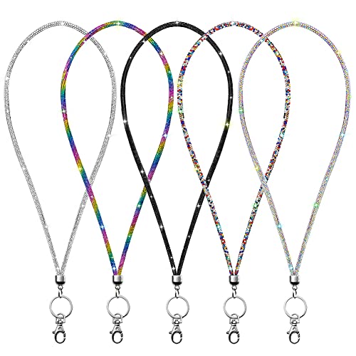Soleebee Rhinestone Office Lanyard, 31.5'' Bling Neck Lanyard with Metal Clasp & Keyring, Crystal Lanyard for Women, ID Card, Keys Strap （5 Pack） - Image 1