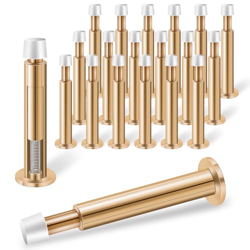 KOLAKO Door Stop 20 Pack Spring Door Stop Gold Door Stoppers for Bottom of Door Long Door Stopper with Rubber Bumper Tips Baseboard Doorstop Wall Protector - Image 1