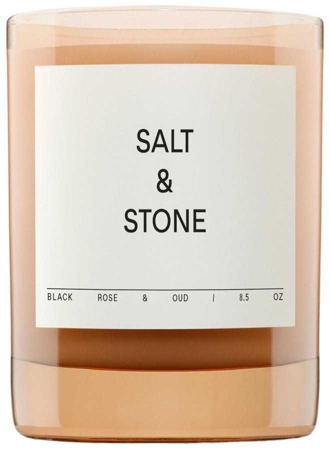 Salt & Stone Scented Candle for Women & Men | Coconut & Soy Blend Wax | Hand-Poured, Aromatic & Fragrant | 100% Cotton Wick | Long-Lasting 50 Hour Burn Time | Black Rose & Oud 8.5 oz - Image 1
