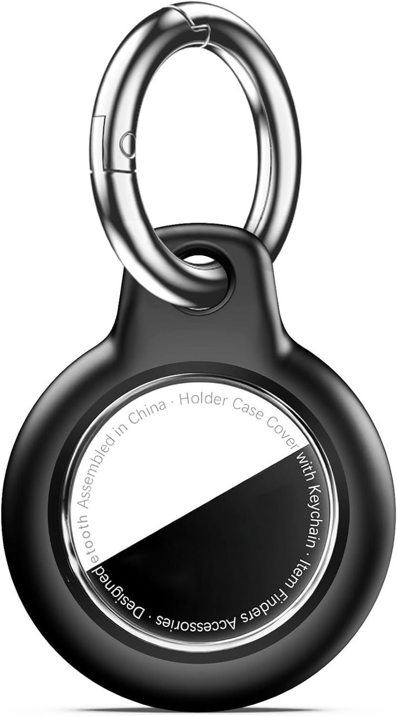 Wowwat Car Key Chain Holder for Apple AirTag 2nd & 1st Gen, Hard Shell Automotive Key Fob Waterproof Cover with Metal Keyring-B9-Black - Image 1