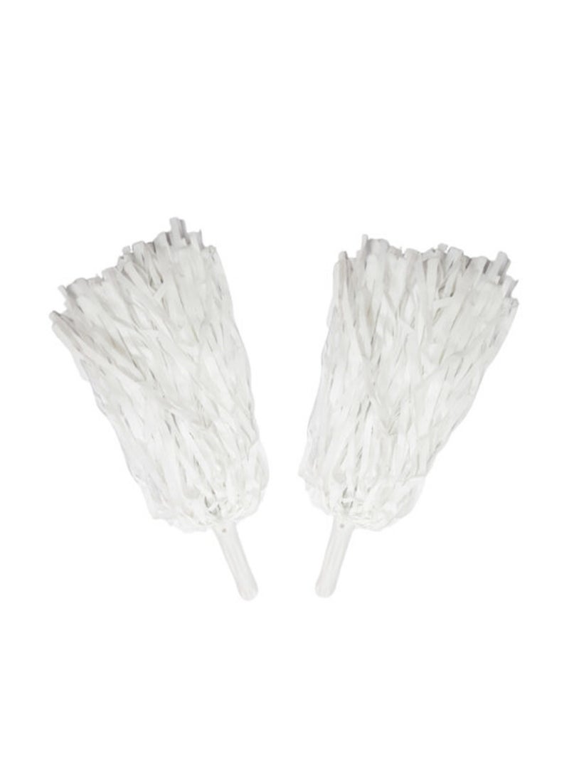 Party Time 1 Pair Cheerleading Pompoms, White Color for Sports Team Cheering, Party Dance Accessories.