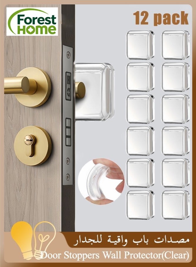 Forest Home 12 PCS Door Stoppers Wall Protector, Silicone Door Knob Wall Protector with Strong Self-Adhesive Backing, Upgraded Thickened Reusable Door Bumper, Ideal for Wall Protector and Noise Reduction (Clear) - Image 1