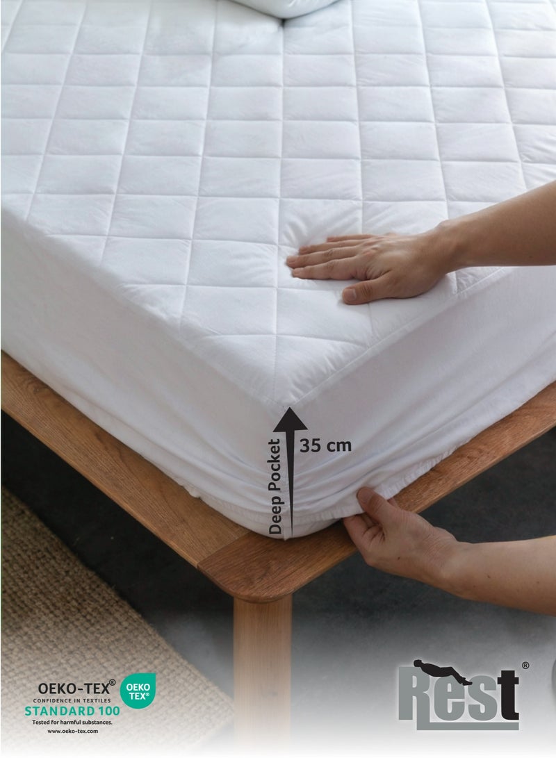 Rest Quilted Thickened Waterproof Twin Mattress Protector - 120x200+35cm - Image 5