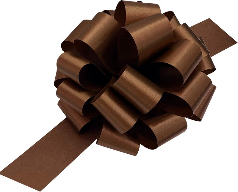 Gift Wrap Etc. Large Chocolate Brown Pull Bows - 9" Wide, Set of 6, Fall Decor, Wreath Decoration Ribbons, Thanksgiving, Autumn, Christmas Presents, Gift Basket, Halloween, Fundraiser, Decoration, Classroom, Office - Image 1