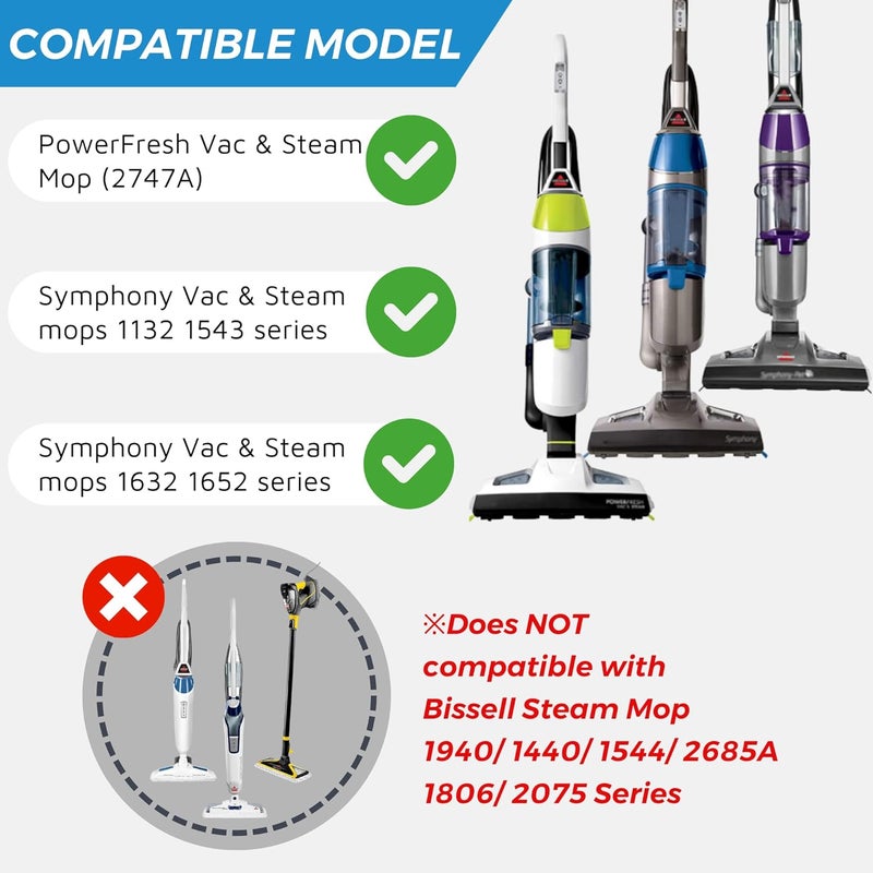 F Flammi Flammi Steam Mop Pads for Bissell PowerFresh Vac & Steam Series - 6 Pack, Compatible with 2747A, 1132, 1543, 1632, 1652 Models, Hard Floor Mop - Image 2