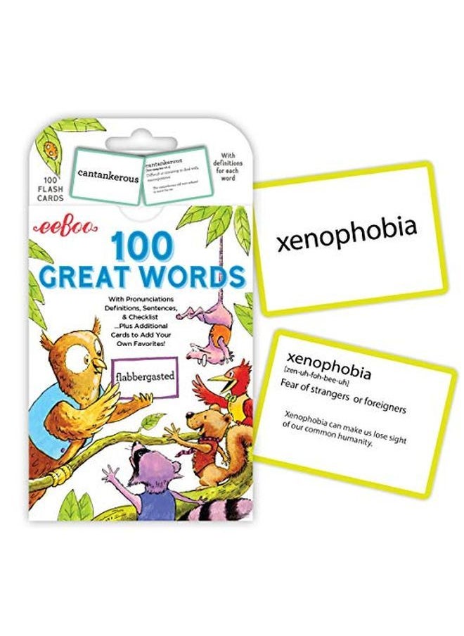 eeboo 100 Great Words Vocabulary Educational Flash Cards  - Image 1
