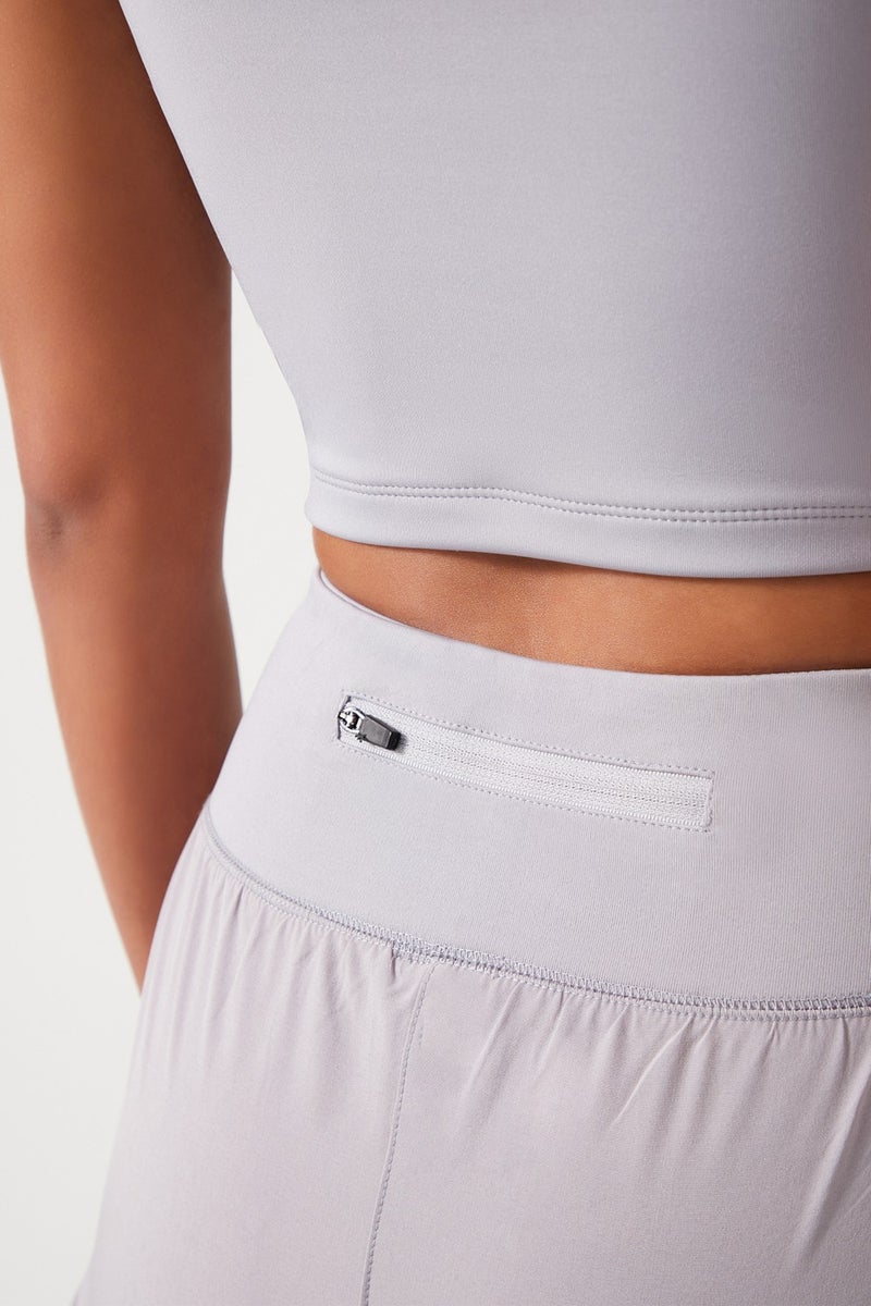Los Ojos Women's Gray 2 Layer Sports Shorts - Tights with Shorts 2in1  - Image 4