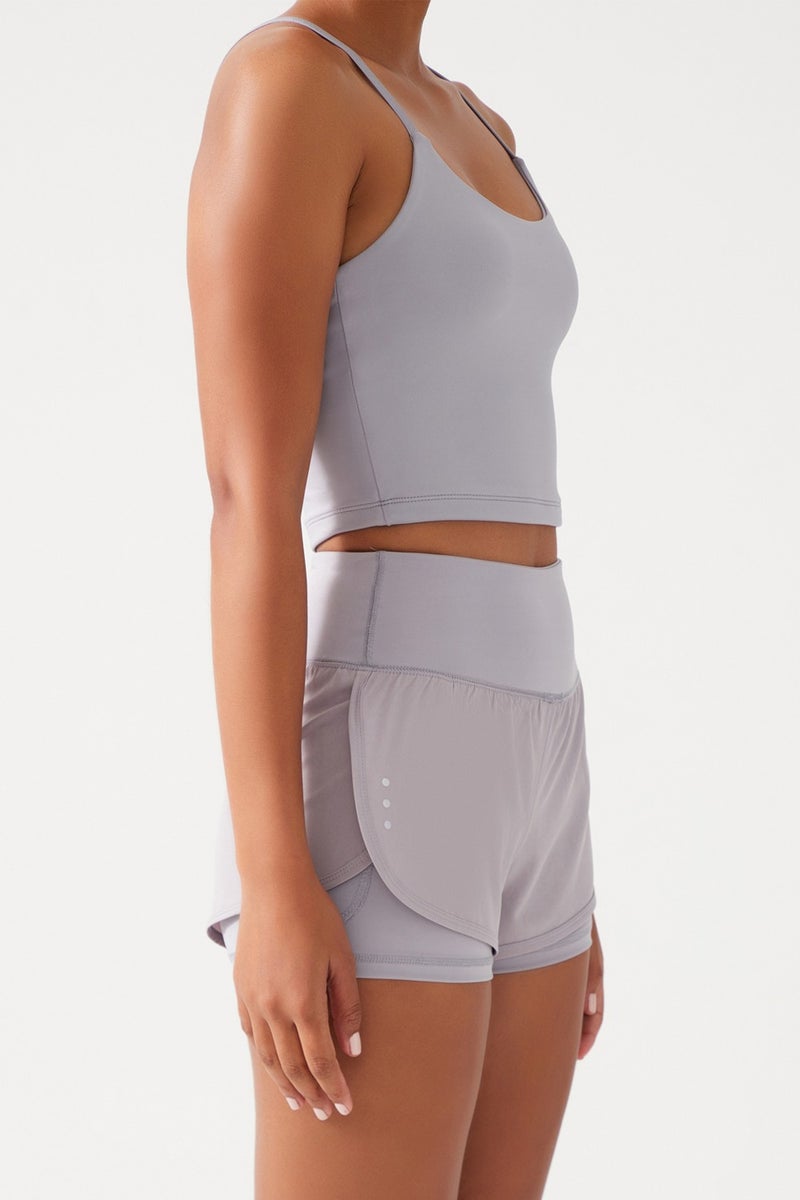 Los Ojos Women's Gray 2 Layer Sports Shorts - Tights with Shorts 2in1  - Image 5
