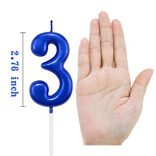 XNOVA Blue Birthday Candles 3 Candle 3rd Three Years Cake Bady Roman Numberal Cool Number Candle No 30 31 32 33 34 35 36 37 38 39 - Image 2