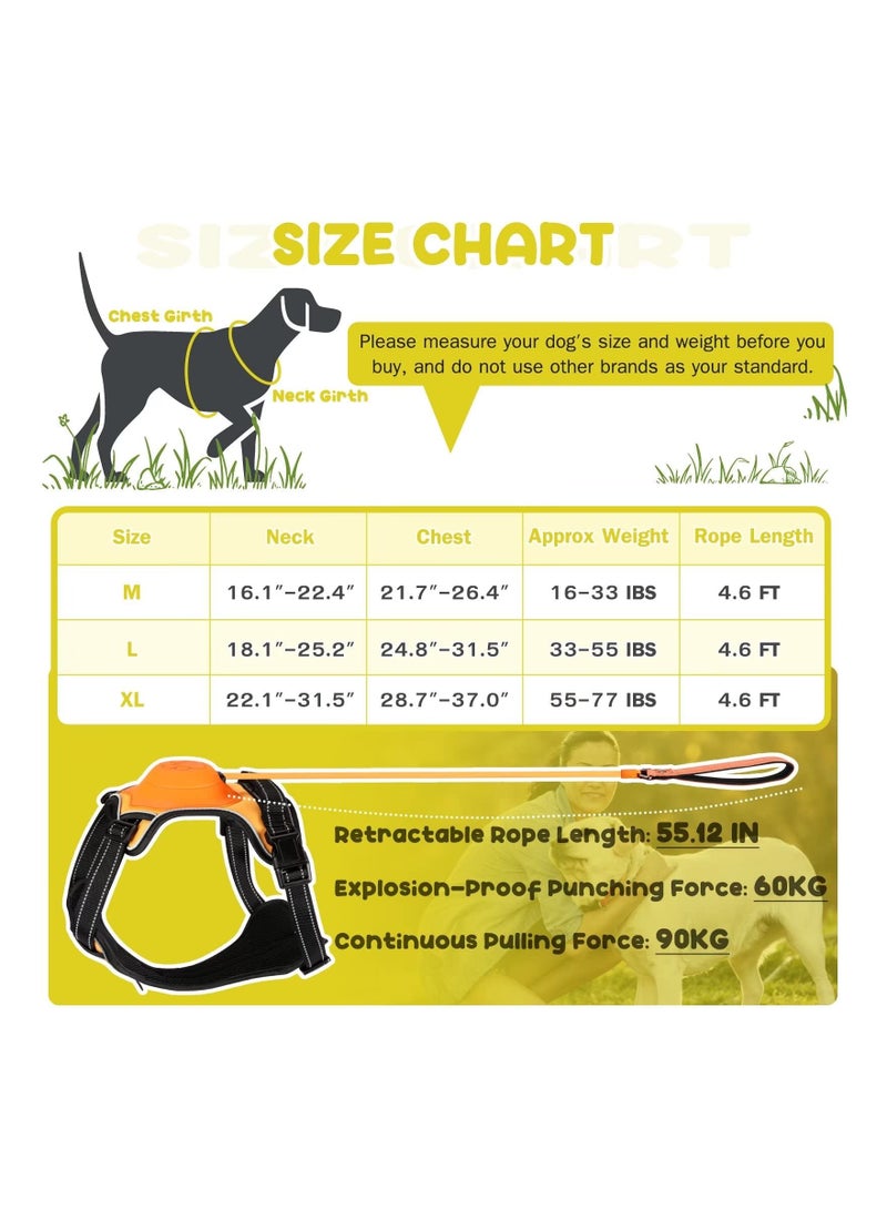 SYOSI 2 in 1 No Pull Dog Harness and Leash Set (M), Reflective Service Dog Harness with Leash Retractable Dog Leash and Harness Set Dog Harness and Leash Dog Vest with Control Handle for Medium/L/XL Dogs - Image 2