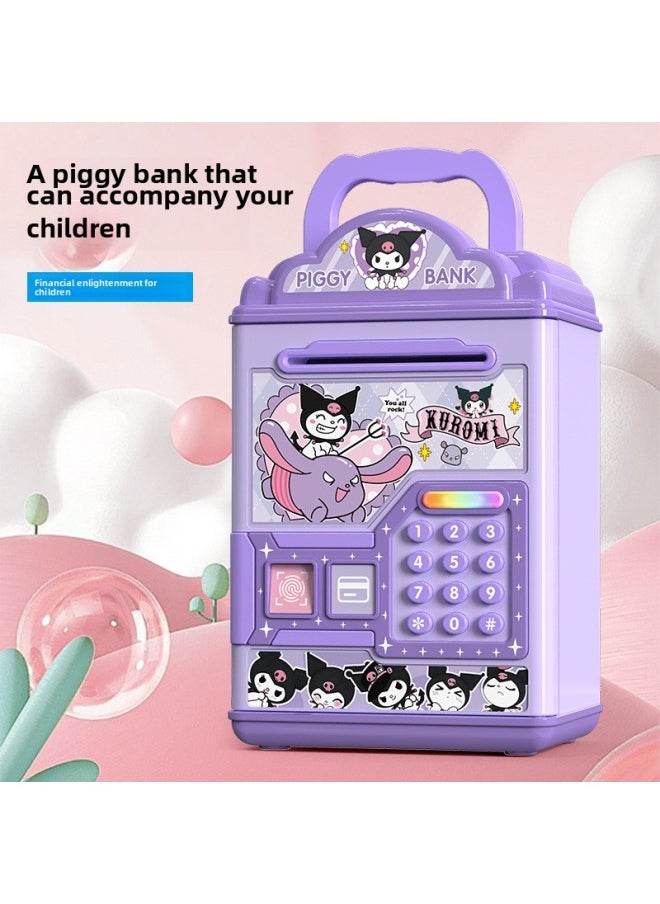 Melody Piggy Bank Girl's High-value Ins Piggy Bank Children's Chattering Net Red Piggy Bank Can Only Enter And Cannot Enter-Color:Pink-melody [fingerprint Swipe Card + Password Lock] Battery  - Image 4