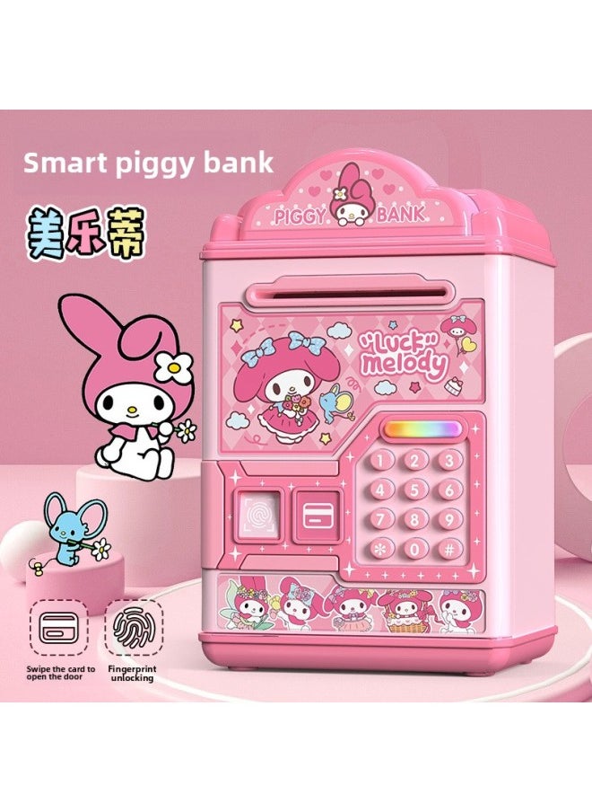 Melody Piggy Bank Girl's High-value Ins Piggy Bank Children's Chattering Net Red Piggy Bank Can Only Enter And Cannot Enter-Color:Pink-melody [fingerprint Swipe Card + Password Lock] Battery  - Image 3