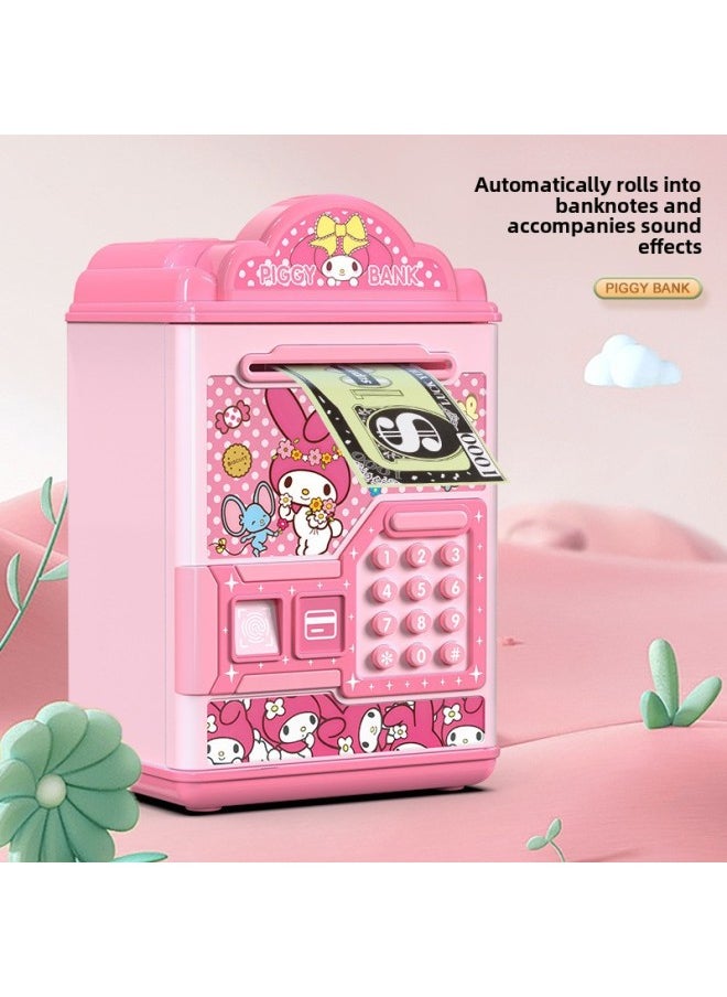 Melody Piggy Bank Girl's High-value Ins Piggy Bank Children's Chattering Net Red Piggy Bank Can Only Enter And Cannot Enter-Color:Pink-melody [fingerprint Swipe Card + Password Lock] Battery  - Image 5