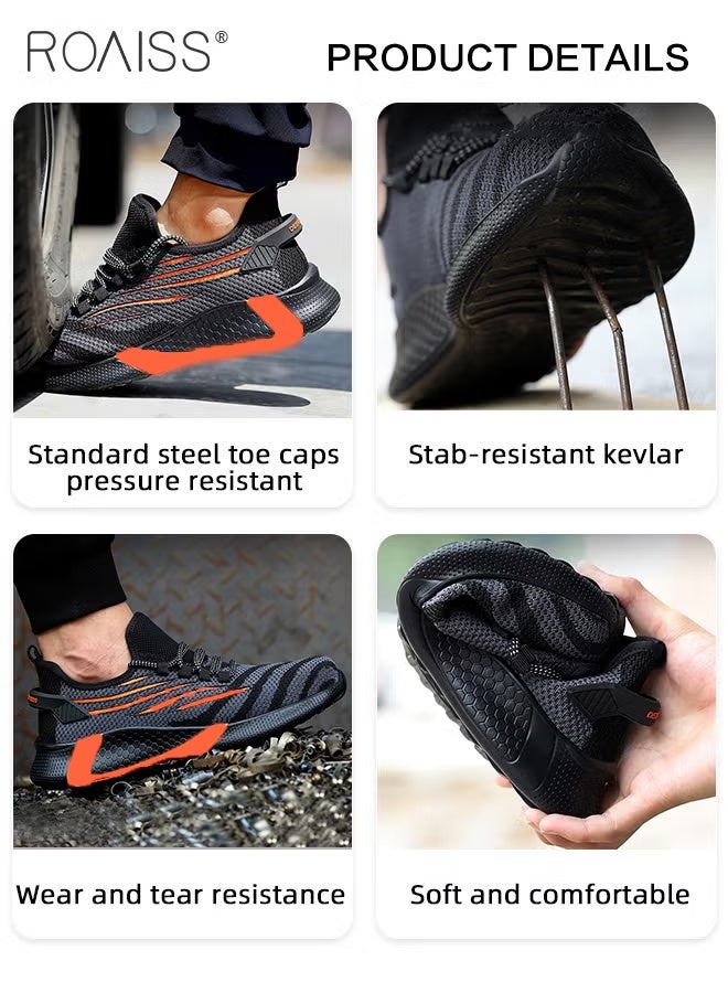 رويس أحذية أمان رجالية بمقدمة فولاذية، أحذية عمل مقاومة للثقب، أحذية رياضية أنيقة للرجال، أحذية جري قابلة للتنفس بنعل ناعم، أحذية رياضية منخفضة مريحة، مناسبة للبناء والمواقع الصناعية والتصنيع والأنشطة الخارجية - Image 5
