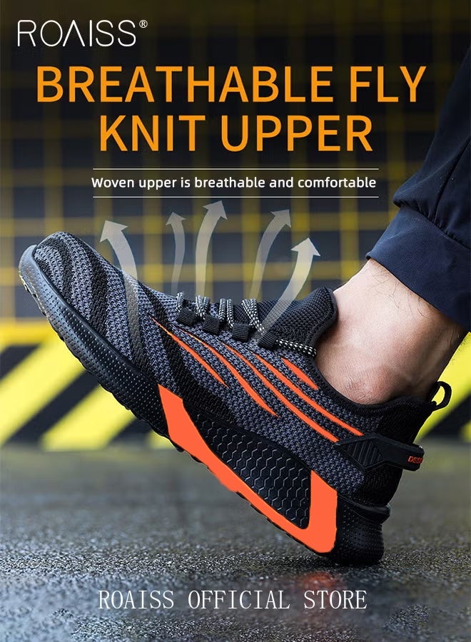 رويس أحذية أمان رجالية بمقدمة فولاذية، أحذية عمل مقاومة للثقب، أحذية رياضية أنيقة للرجال، أحذية جري قابلة للتنفس بنعل ناعم، أحذية رياضية منخفضة مريحة، مناسبة للبناء والمواقع الصناعية والتصنيع والأنشطة الخارجية - Image 2