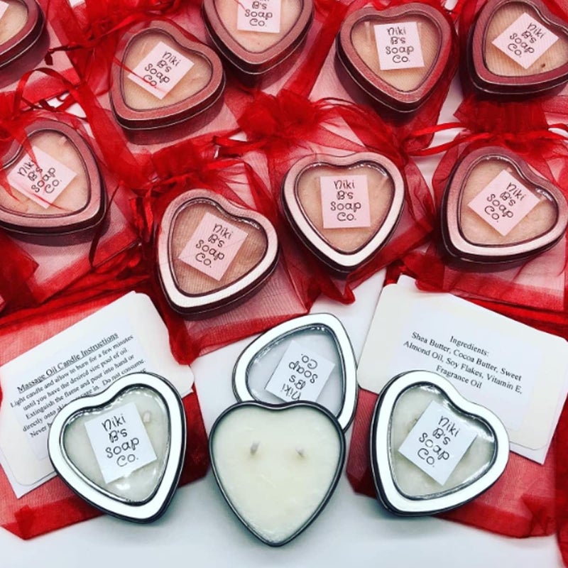 Thintinick 25-Pack 2oz Empty Heart Shaped Mini Metal Tins with Clear View Window Lids for Candle Making, Candies, Gifts & Treasures (Silver) - Image 4