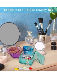 NIBEMINENT Box Resin Molds Silicone, 4 Pcs Jewelry Epoxy Mold Sets with Heart Shape, Hexagon, Square and Flower for Storing Earrings, Rings, Coins, Keys or Making Pot, Pen & Candle Holder  - Image 5
