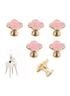 Excefore 6 Pcs Clover Knobs Dresser Cabinets Kitchen Cupboard Pulls Drawer Wardrobe Shoe Cabinet Jewelry Box Pulls Furniture Coffee Table Single Hole Door Handles(Pink)  - Image 1