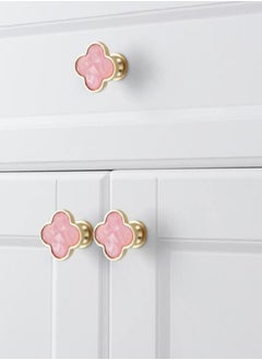 Excefore 6 Pcs Clover Knobs Dresser Cabinets Kitchen Cupboard Pulls Drawer Wardrobe Shoe Cabinet Jewelry Box Pulls Furniture Coffee Table Single Hole Door Handles(Pink)  - Image 3