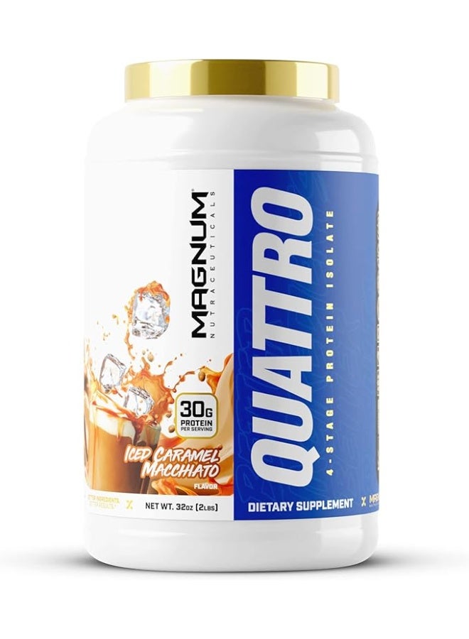Magnum Nutraceuticals Quattro Whey Protein Powder, Iced Caramel Macchiato 2lb – Premium Protein Isolate Blend for Muscle Growth & Recovery - Image 1
