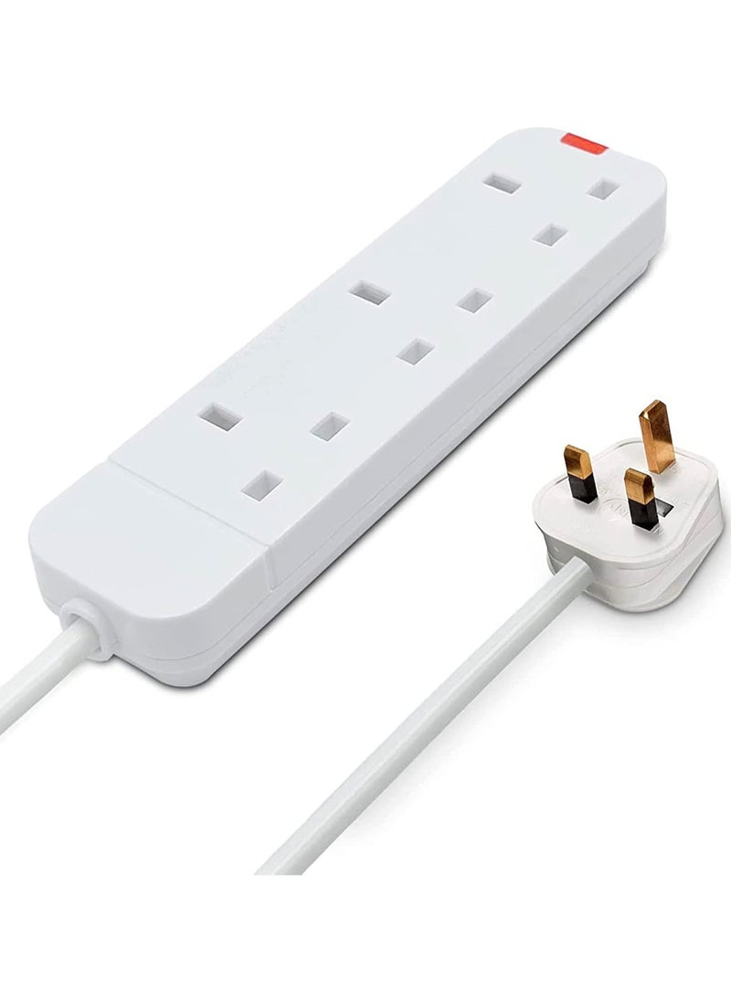 ELONSEY 3m Power Extension Cord with Surge Protector 3 Power Sockets, 3 Meter Power Strip, Extension Lead  - Image 1