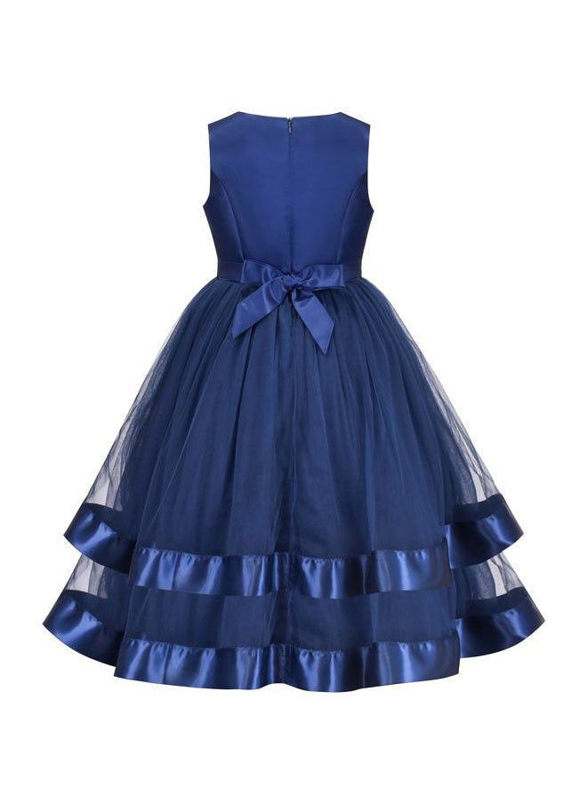 Sunny Fashion - Girls Dress Blue Ball Gown Wedding Party Pageant Formal Sleeveless Size 10 - Image 1