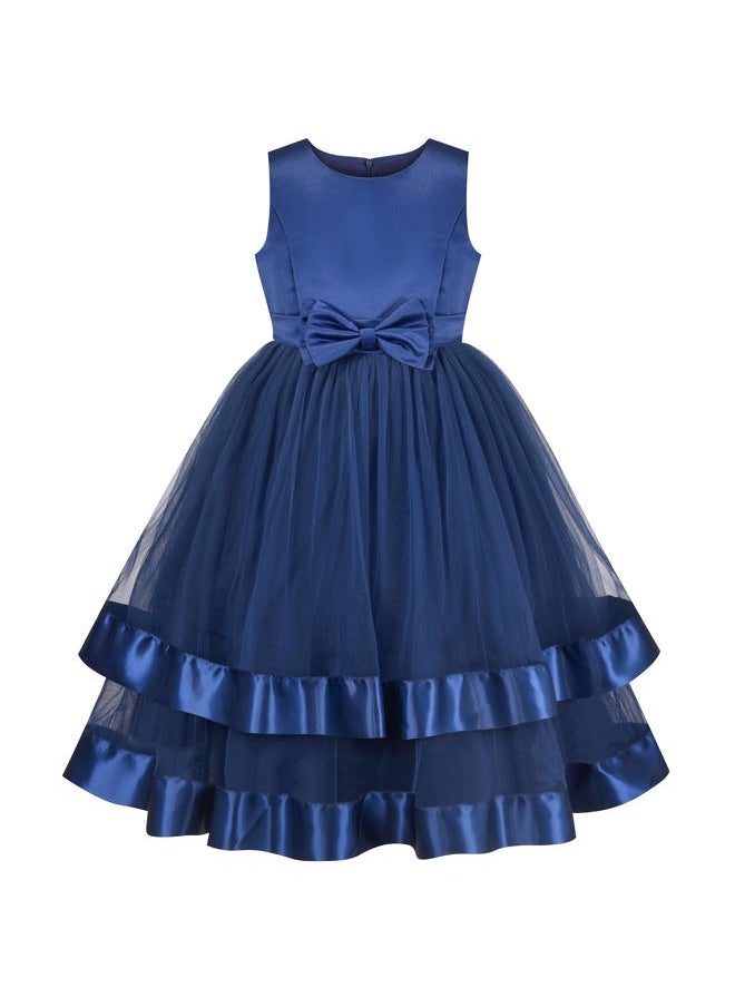 Sunny Fashion - Girls Dress Blue Ball Gown Wedding Party Pageant Formal Sleeveless Size 10 - Image 1