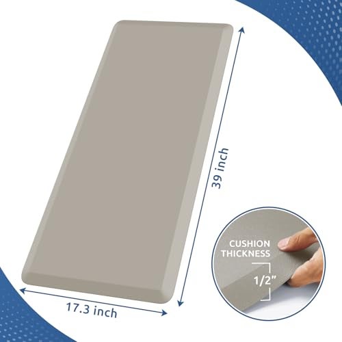 KitchenClouds Kitchen Mat Cushioned Anti Fatigue Kitchen Rug 17.3"x39" Water Resistant Non Slip Kitchen Rugs and Mats Standing Desk Mat Comfort Floor Mats for Kitchen House Sink Office (Khaki) - Image 2