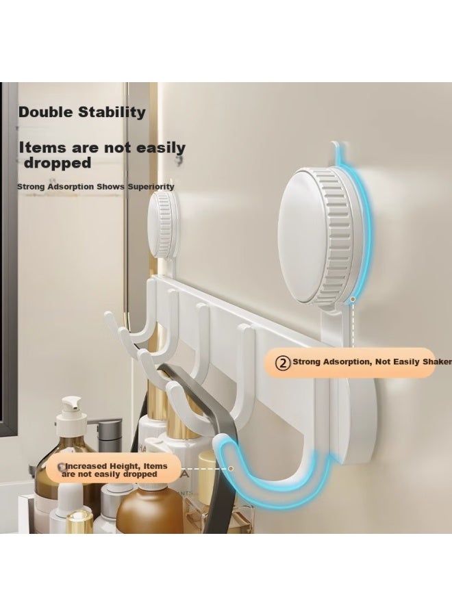 Jiadu Bathroom Suction Cup Towel Rack, No Drilling Required Hooks, Cream-colored Style, Bathroom Door Back Kitchen Wall Storage