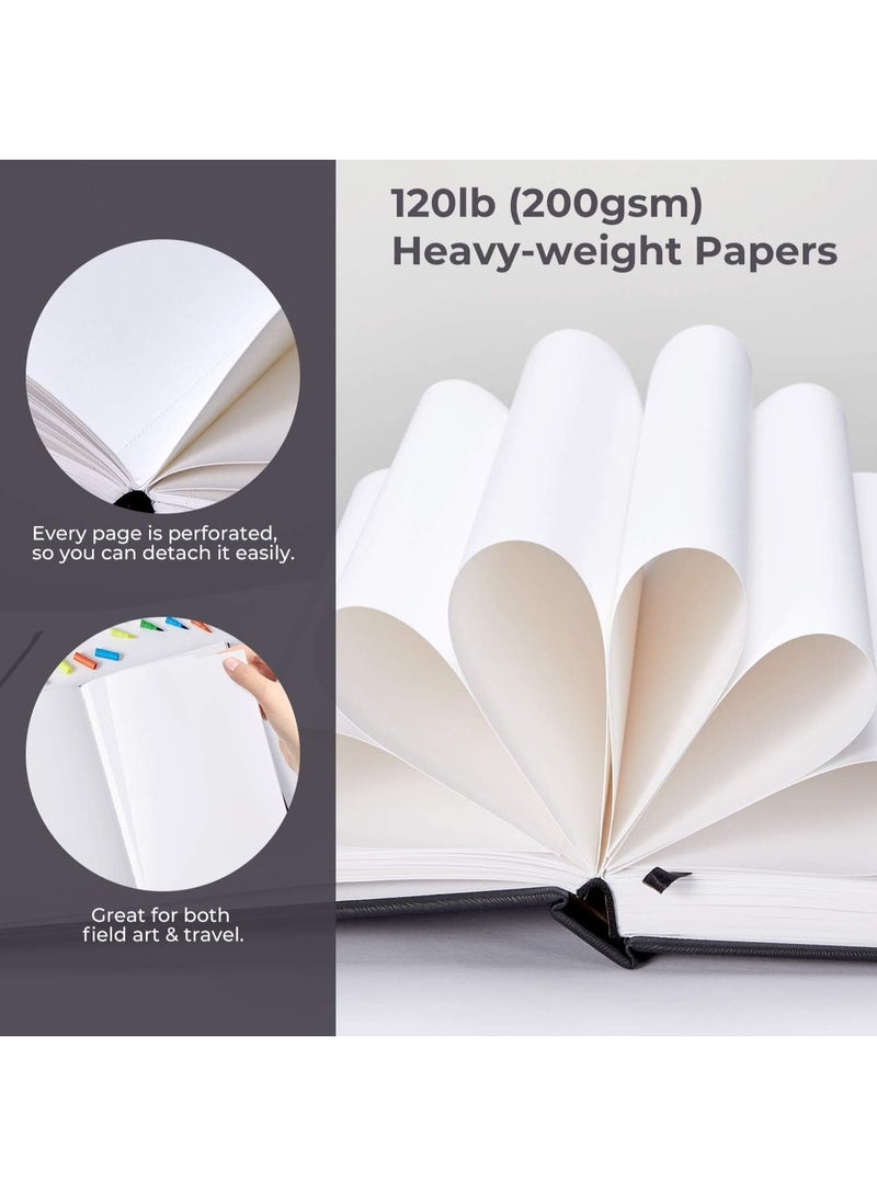 أوهوهو دفتر رسم فني مقاس 6.9 انش 6.5 انش مربع صغير، 120 باوند/200 غرام لكل متر مربع، ورق رسم ناعم ثقيل وناعم، 30 ورقة/60 صفحة، دفتر رسم بغلاف كرتوني، مخصص لاقلام الكحول - Image 2